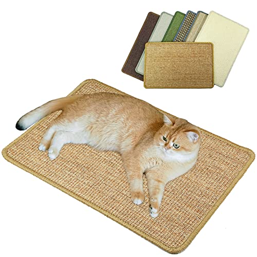 Pethave Kratzmatte für Katzen, 23.6x39.9 cm, Sisalmatte mit Klettbändern, horizontaler Katzenkratzer, schützt Teppiche und Sofas (dunkelbraun) von Pethave