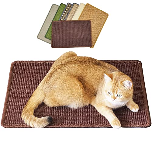 Pethave Kratzmatte für Katzen, 23.6x39.9 cm, Sisalmatte mit Klettbändern, horizontaler Katzenkratzer, schützt Teppiche und Sofas (dunkelbraun) von Pethave