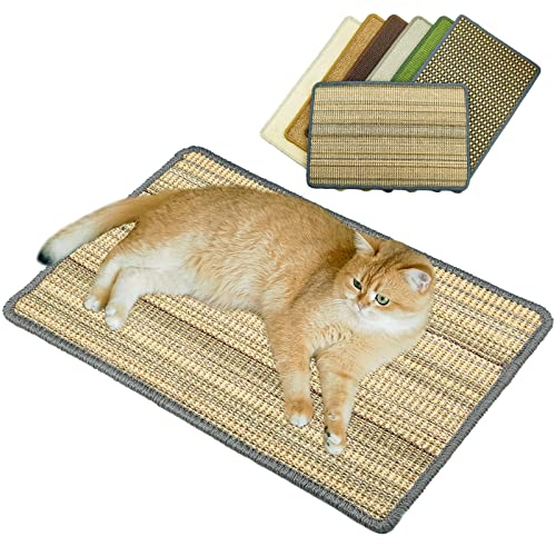 Pethave Kratzmatte für Katzen, 23.6x39.9 cm, Sisalmatte mit Klettbändern, horizontaler Katzenkratzer, schützt Teppiche und Sofas (gestreifter Stil) von Pethave