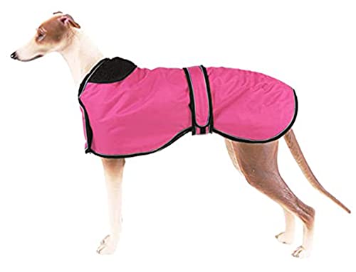 Pethiy- Winter wasserdichte Hundejacke für Windhund, Hundemantel mit warmem Fleece-Futter und verstellbaren Bändern, für Außenbereich, für mittel und große Hunde-Rosa-M von Pethiy