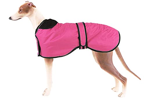 Pethiy- Winter wasserdichte Hundejacke für Windhund, Hundemantel mit warmem Fleece-Futter und verstellbaren Bändern, für Außenbereich, für mittel und große Hunde-Rosa-S von Pethiy