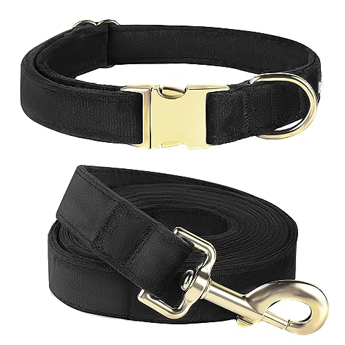 PetiFine Hundehalsband und Leine, super weiches und glattes Hundehalsband mit 1,8 m Hundeleine, robuste Hundeleine und Halsband-Set mit Metallschnalle für kleine, mittelgroße und große Hunde von PetiFine