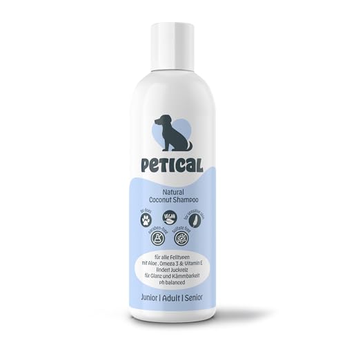 PETICAL Coconut Hundeshampoo I 100% vegan & ph-neutral, für alle Hunde & Fellarten, mit Aloe-Vera Omega 3 & Vitamin-E, gegen Juckreiz & Geruch, sanfte Welpen Hund Fellpflege Schampoo Hundeshampoos von Petical