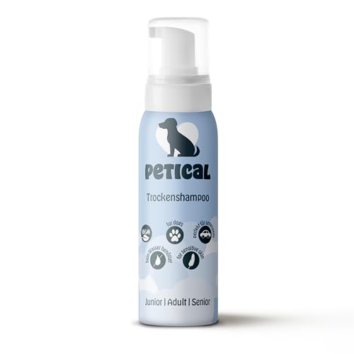 PETICAL Hunde-Trockenshampoo I 100% vegan & ph-neutral, Oliven & Kokosöl, für schnelle Reinigung, Hundeshampoo Shampoo Hundefell Pflege Hundepflege Fellspray Pflegespray Trocken Dog Dry Spray von Petical