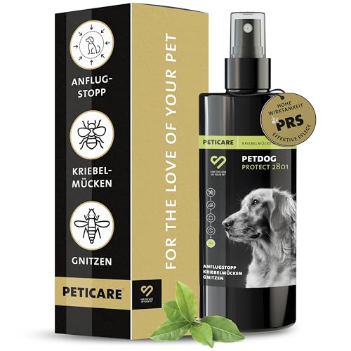 Peticare Anti-Kriebelmücken, Gnitzen Spray für Hunde | effektiv Sommerekzem & Ekzemen vorbeugen | zuverlässige Abwehr | einzigartiges PRS® System für Lange Wirkung – petDog Protect 2801 von Peticare