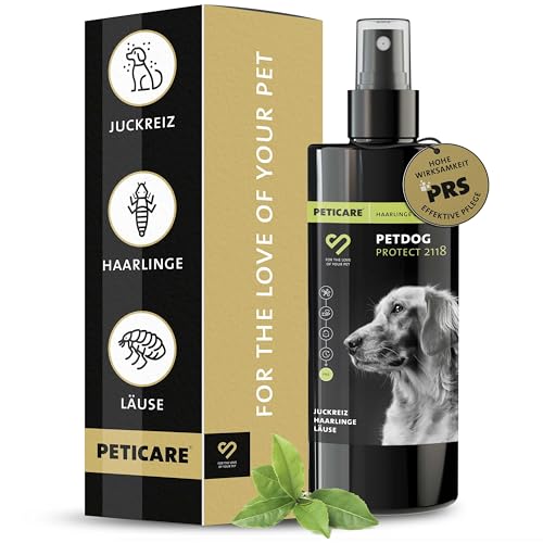 Peticare Anti-Läuse & Haarlinge Spray für Hunde | Spezial-Mittel lindert effektiv Juckreiz & unterstützt Regenerationsprozess | einzigartiges PRS® System für Lange Wirkung – petDog Protect 2118 von Peticare