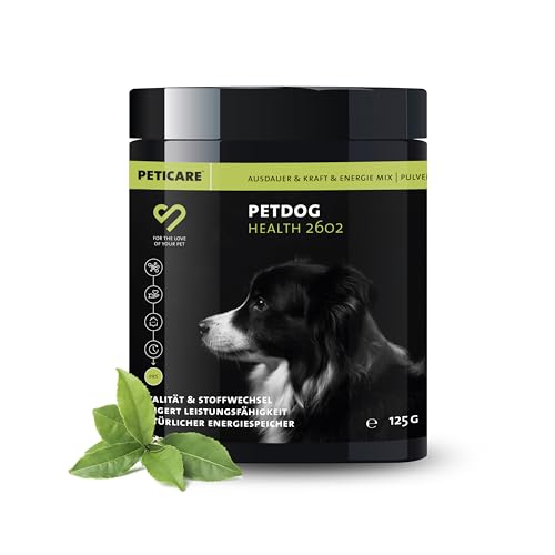 Peticare Ergänzungsfutter für sportliche Hunde | Unterstützendes Pulver für Ausdauer & Vitalität | Mit Kollagen & Omega-3, für Gelenk-Gesundheit, Muskel-Regeneration | petDog Health 2602 von Peticare