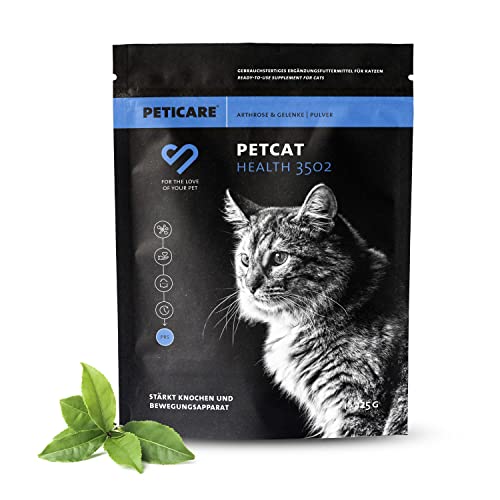 Peticare Gelenk-Pulver für Katzen | Mit MSM, Kollagen | unterstützt Gelenke, Bewegungsapparat, Beweglichkeit, nach Belastung | Keine Tabletten, Kapseln | Ergänzungsfutter-Mittel - petCat Health 3502 von Peticare