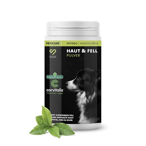 Peticare Haut & Fell Pulver für Hunde | Unterstützt Hautgesundheit & glänzendes Fell | Mit Bierhefe, Omega-3 & Biotin | Natürliches Ergänzungsfutter | petDog Health 2610 von Peticare