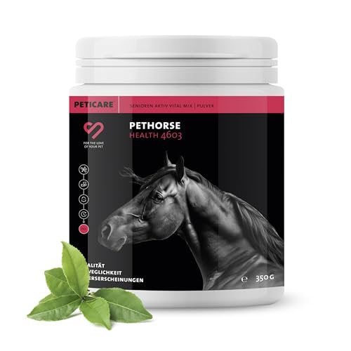 Peticare Senior Vital-Mix Pulver für Pferde | Fördert Vitalität & Beweglichkeit im Alter | Pflanzliche Inhaltsstoffe, mit L-Leucin, MSM | Für Senioren-Pferde & ältere Ponys | petHorse Health 4603 von Peticare