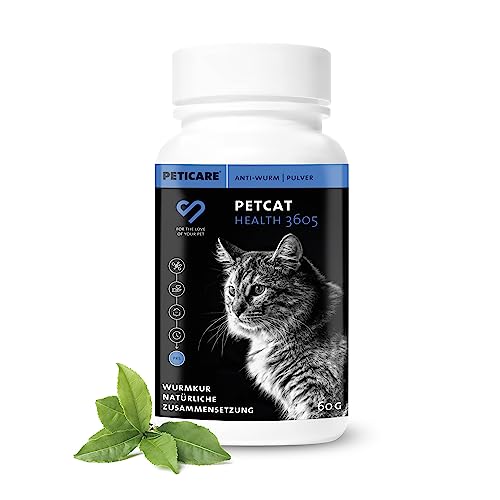 Peticare Ergänzungsfuttermittel für Katzen | Sekundierend zur Wurm-Kur | Pulver zur Unterstützung der Darmgesundheit | Natürliche Rezeptur | Kein Anthelminthikum | Mit innovativem Corvitalis® Komplex von Peticare