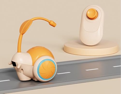 Peticularz® Fernsteuerung Schnecke Roadster Interaktives Katzenspielzeug Selbstbeschäftigung für Katzen, Elektrischer Intelligenzspielzeug mit Controller (Orange & Gelb) von Peticularz