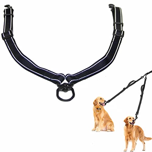 Doppel Hundeleine für 2 Hunde - No Tangle Trainingsleine für Hunde, mit Anti-Zug für Stoßdämpfung - No Slip Reflektierende Leine Verstellbare Splitter für Kleine Mittlere und Große Rassen von Petific