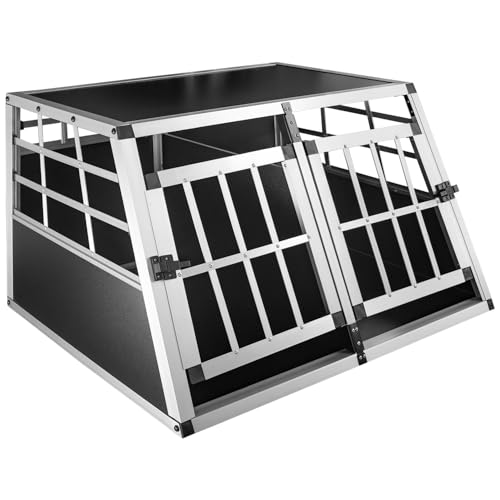 Petigi Hundebox Hundetransportbox Auto Alu Hunde Transportbox Aluminium Kofferraum Transport Box für Hund Dog Autobox 89 x 69 x 50 cm Haustier Käfig von Petigi