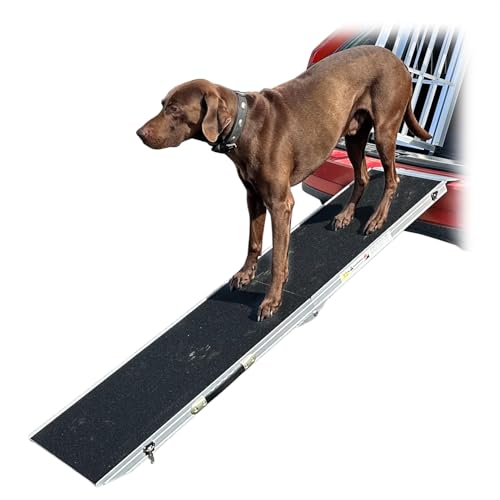 Petigi Hunderampe Hundetreppe Auto Kofferraum Treppen Rampe Einstiegshilfe für Hunde Klappbar Aluminium Auswahl Längen 122 cm von Petigi