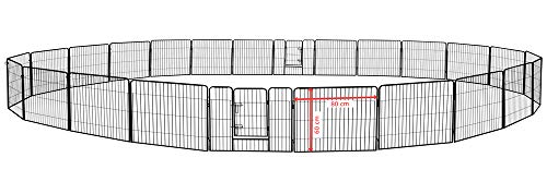 Petigi Welpenauslauf, Freilaufgehege aus pulverbeschichtetem Stahl, zusammenklappbar, Maschenweite 47 mm, inklusive Befestigung zur Verwendung im Garten, Größe (B x H):80 x 60 cm (24x) von Petigi