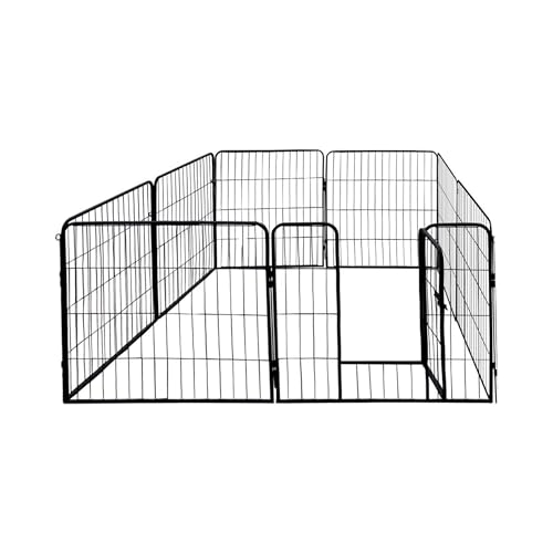 Petigi Welpenauslauf, Freilaufgehege aus pulverbeschichtetem Stahl, zusammenklappbar, Maschenweite 47 mm, inklusive Befestigung zur Verwendung im Garten, Größe (B x H):80 x 60 cm (8X) von Petigi