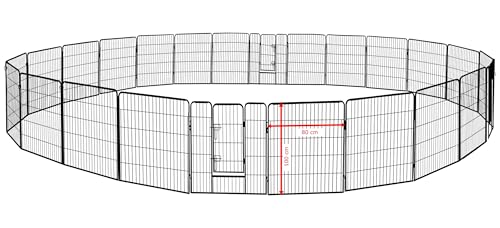 Petigi Welpenauslauf, Freilaufgehege aus pulverbeschichtetem Stahl, zusammenklappbar, Maschenweite 47 mm, inklusive Befestigung zur Verwendung im Garten, Größe (B x H):80 x 100 cm (24x) von Petigi