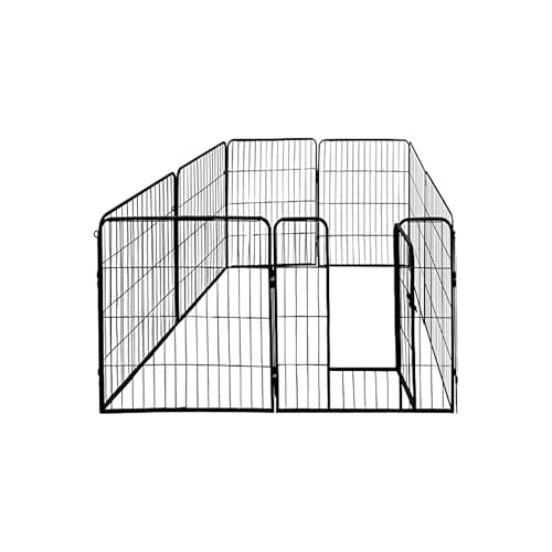 Petigi Welpenauslauf, Freilaufgehege aus pulverbeschichtetem Stahl, zusammenklappbar, Maschenweite 47 mm, inklusive Befestigung zur Verwendung im Garten, Größe (B x H):80 x 100 cm (8X) von Petigi