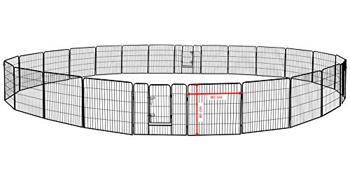 Petigi Welpenauslauf, Freilaufgehege aus pulverbeschichtetem Stahl, zusammenklappbar, Maschenweite 47 mm, inklusive Befestigung zur Verwendung im Garten, Größe (B x H):80 x 80 cm (24x) von Petigi