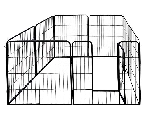 Petigi Welpenauslauf, Freilaufgehege aus pulverbeschichtetem Stahl, zusammenklappbar, Maschenweite 47 mm, inklusive Befestigung zur Verwendung im Garten, Größe (B x H):80 x 80 cm (8X) von Petigi