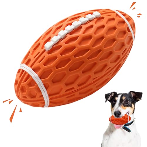 Petinstinct Quietschbälle für Hunde, Gummi-Fußballspielzeug für aggressive Kauer, Apportierspielzeug, langlebiges und interaktives Hundeballspielzeug für kleine, mittelgroße und große Hunde, Orange, von Petinstinct