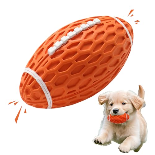 Petinstinct Hundespielzeug, Rugby-Hundespielzeug für aggressive Kauer, robuster Gummiball, langlebiges Fußball-Hundespielzeug für kleine, mittelgroße Hunderassen, Kauspielzeug, Orange, klein von Petinstinct