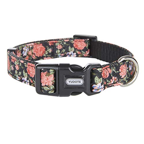 Petiry Hundehalsband, Nylon, extrem stabil und bequem, für mittelgroße und große Hunde (rote Blume, verstellbar: 40,6–63,5 cm) von Petiry