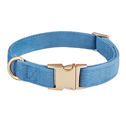 Petiry Hundehalsband aus weichem Cord mit hochwertiger Metallschnalle, für große Hunde, Blau, Größe L: 43,2–66 cm von Petiry