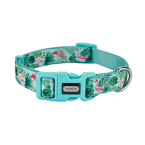 Petiry Hundehalsband mit Flamingo-Muster, Nylon-Gurtband plus Polyesterband, 2 Schichten, für große Hunde (groß, Flamingo) von Petiry