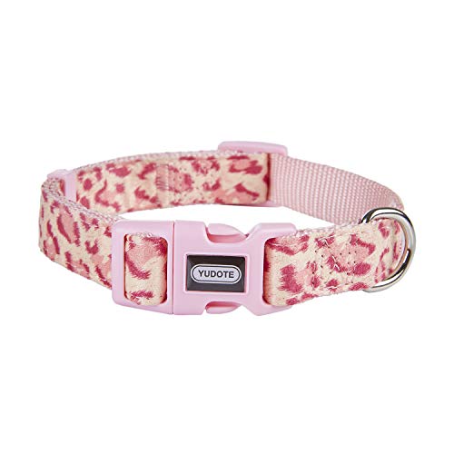 Petiry Hundehalsband mit Leopardenmuster, weich und weich, für Welpen, mittlere und große Hunde (Halsumfang 40,6 - 63,5 cm, rosa Leopardenmuster) von Petiry