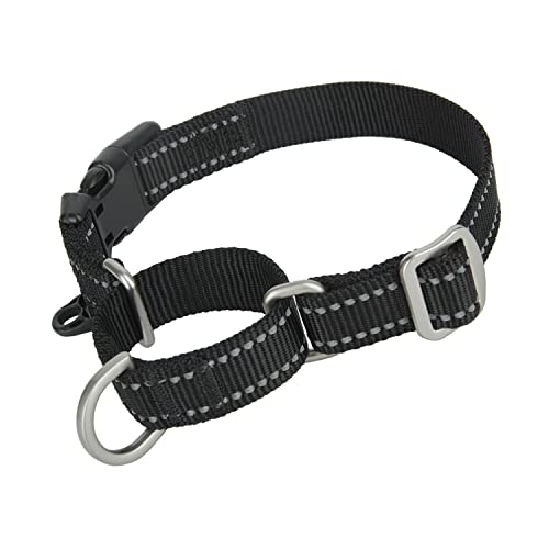 Petiry Martingale Halsband, reflektierendes Nylon, Choke-Halsband mit Sicherheitsschnalle, ausbruchsicher, Anti-Zug für kleine, mittelgroße und schwere Hunde (schwarz, S) von Petiry