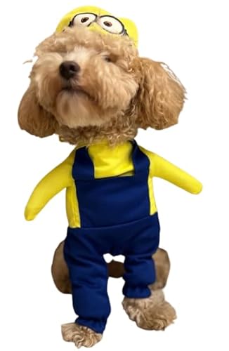 Minion Hundekostüm – Lustiges Halloween- und Party-Outfit für kleine und mittelgroße Hunde (L) von Petite Pati