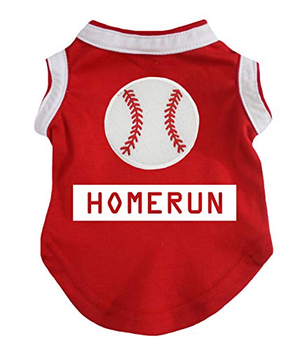 Petitebella Baseball Homerun Hunde-Shirt, Rot, Größe L von Petitebella