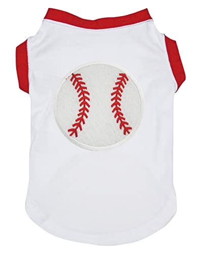 Petitebella Baseball-Hunde-Shirt, Weiß, Größe XXL von Petitebella