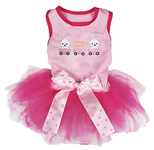 Petitebella Bunny Egg Train Puppy Dog Dress (Pink/Hot Pink, Medium) von Petitebella