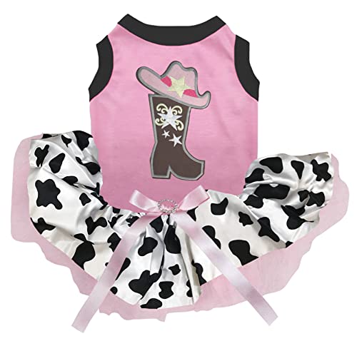 Petitebella Cowgirl Stiefelhut, Welpenkleid, Rosa / Kuh, Größe XL von Petitebella