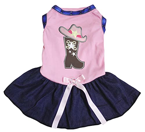 Petitebella Cowgirl Stiefelhut für Welpen, Größe M, Rosa / Blau von Petitebella