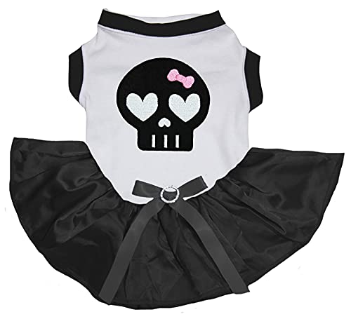 Petitebella Cutie Hundekleid Hundekostüm Hundekleider mit Totenkopf-Motiv, Schwarz / Weiß von Petitebella