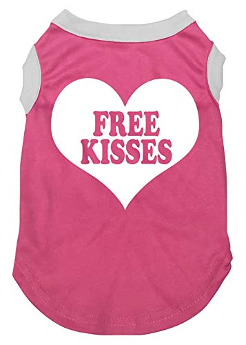 Petitebella Hunde-Shirt mit Aufschrift Free Kisses, Herzform, Hot Pink, Größe L von Petitebella