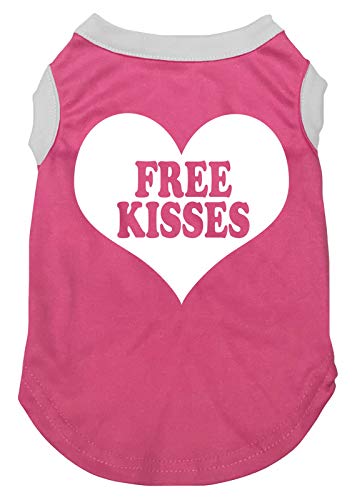 Petitebella Hunde-Shirt mit Aufschrift Free Kisses, Herzform, Größe S, Hot Pink von Petitebella