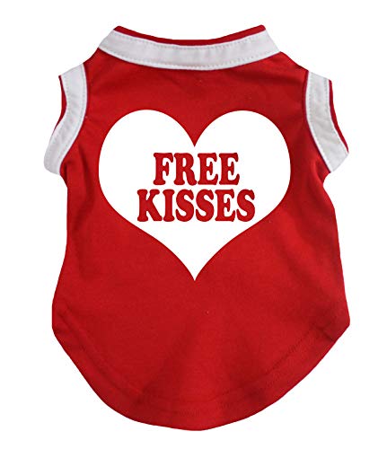 Petitebella Free Kiss Hunde-Shirt mit Herzmotiv, Rot, Größe M von Petitebella