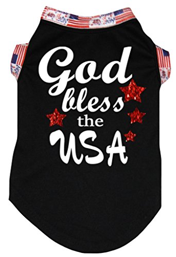 Petitebella God Bless The USA Schwarz Puppy Hund Baumwolle Shirt, Large, Schwarz von Petitebella