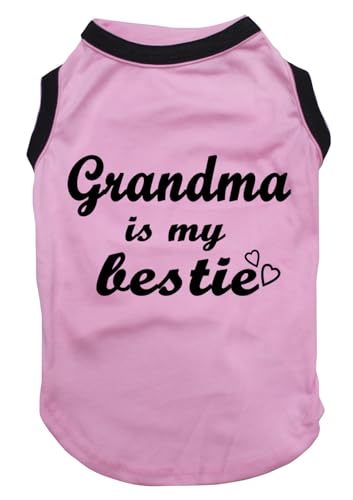 Petitebella Grandma is My Bestie Hunde-Shirt, Größe L, Rosa / Schwarz, Größe L von Petitebella