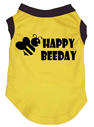 Petitebella Happy Beeday Hunde-Shirt für Welpen, Gelb, Größe L von Petitebella