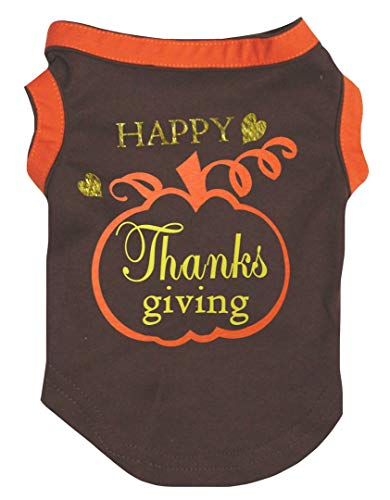 Petitebella Happy Thanksgiving Kürbis-Shirt für Hunde, X-Large, braun von Petitebella