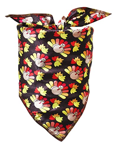 Petitebella Haustier-Bandana mit Thanksgiving-Motiv, Braun/Truthahn, Größe M von Petitebella