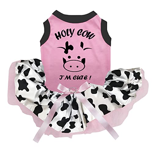 Petitebella Holy Cow Hundekleid mit Aufschrift ''I'm Cute'', Rosa / Kuh, Größe L von Petitebella