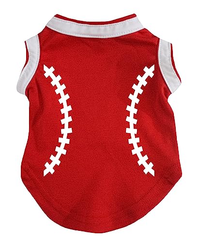 Petitebella Hunde-Shirt mit Baseball-Aufdruck, Größe L, Rot von Petitebella