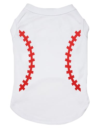 Petitebella Hunde-Shirt mit Baseball-Aufdruck, Größe M, Weiß von Petitebella